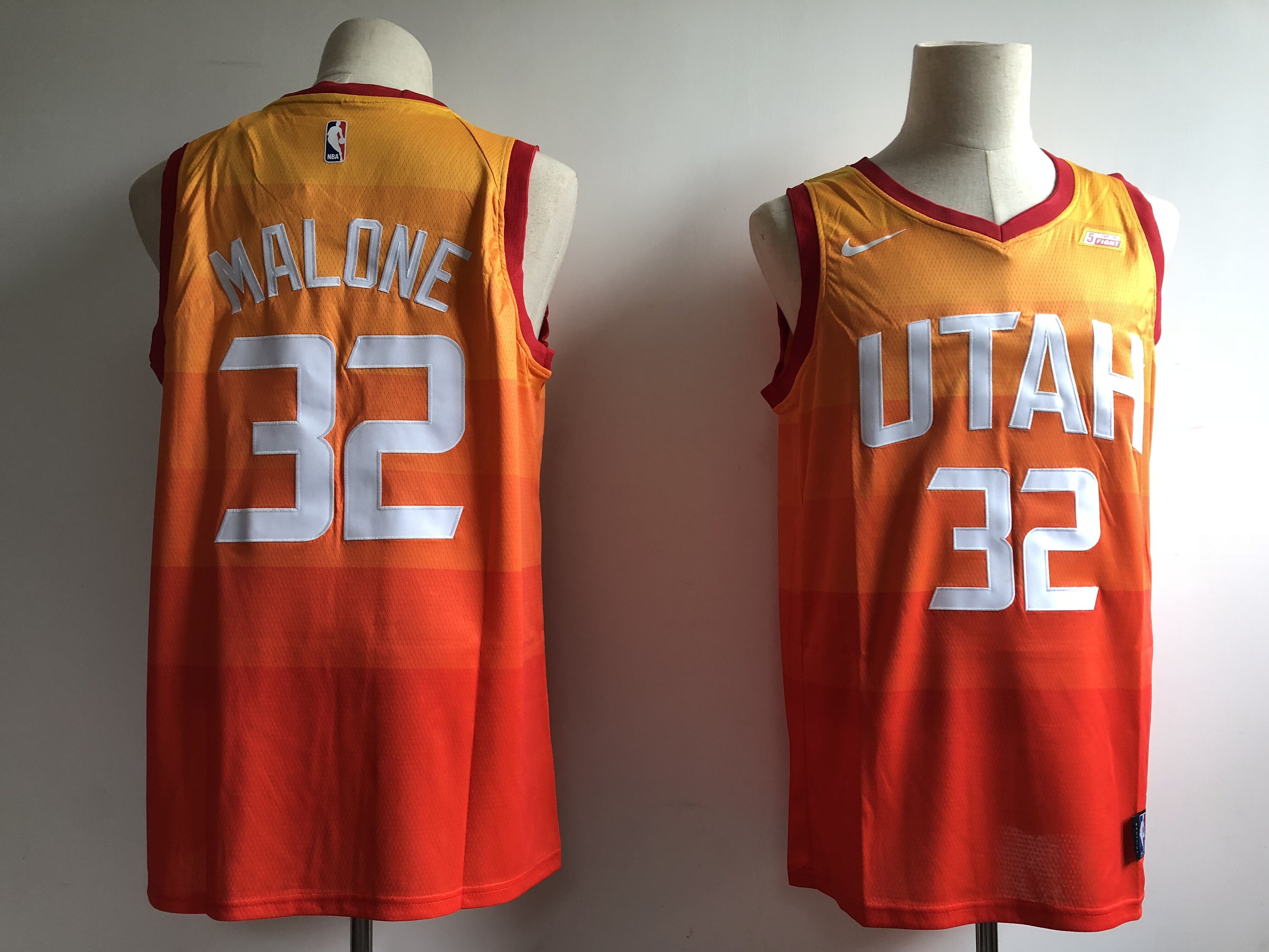 Men Utah Jazz 32 Malone Orange City Edition Game Nike NBA Jerseys